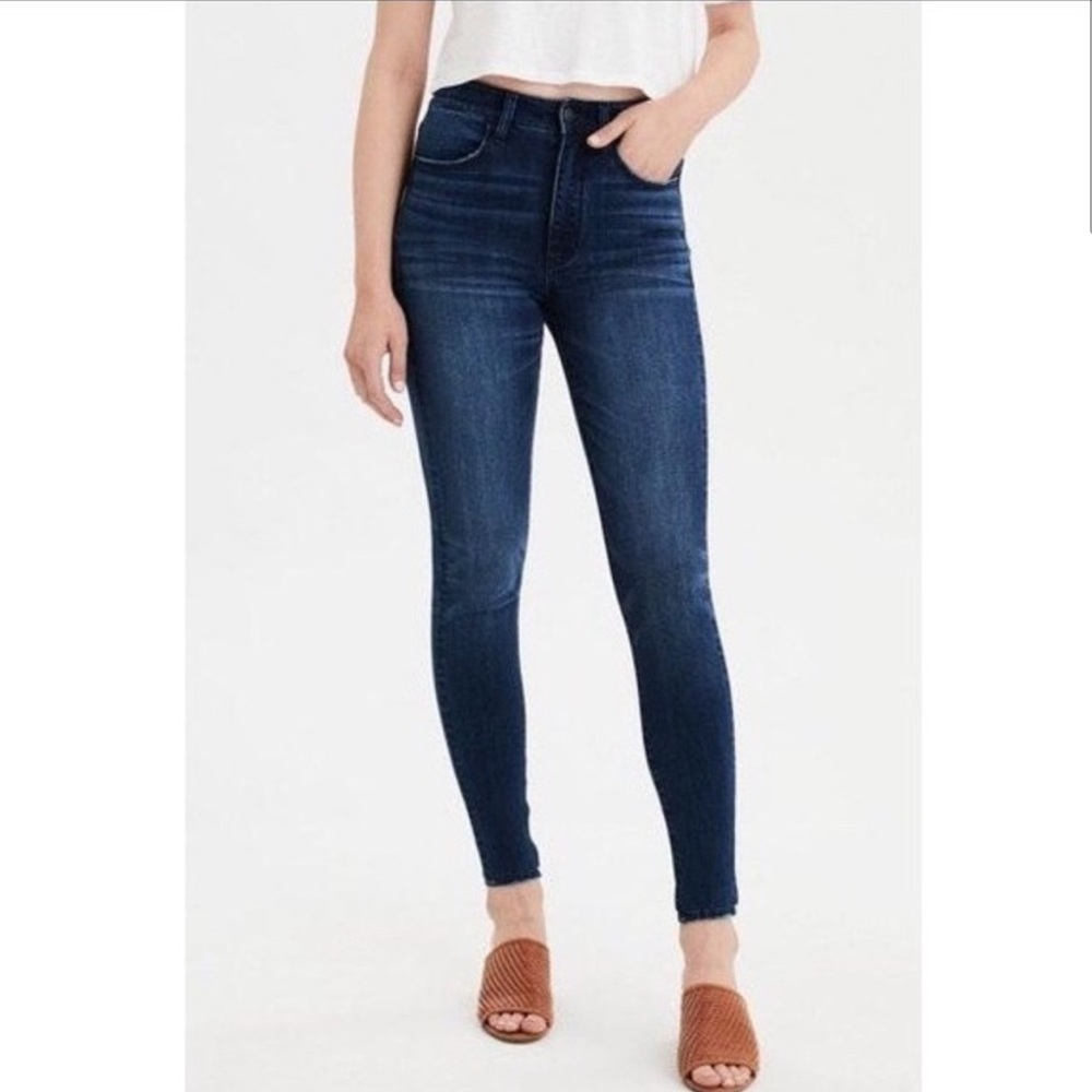 American eagle super high rise deep indigo jegging
